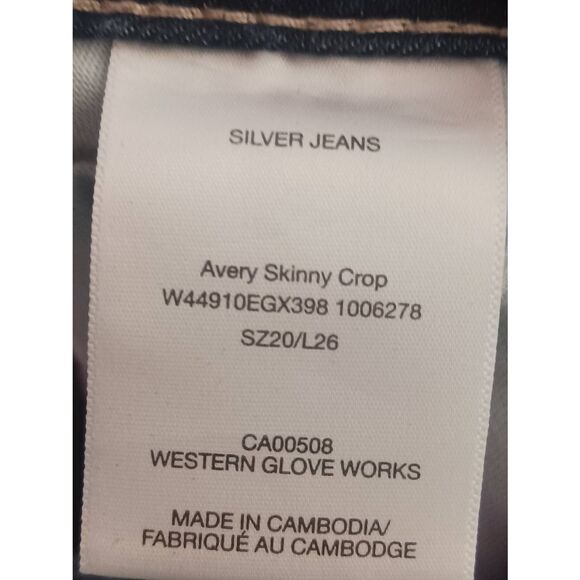 Women's silver plus size Avery skinny crop 20 x 26 dark wash - Picture 3 of 3